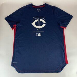 Minnesota Twins MLB Navy Blue Nike Dri Fit Pullover Jersey Shirt Mens XL